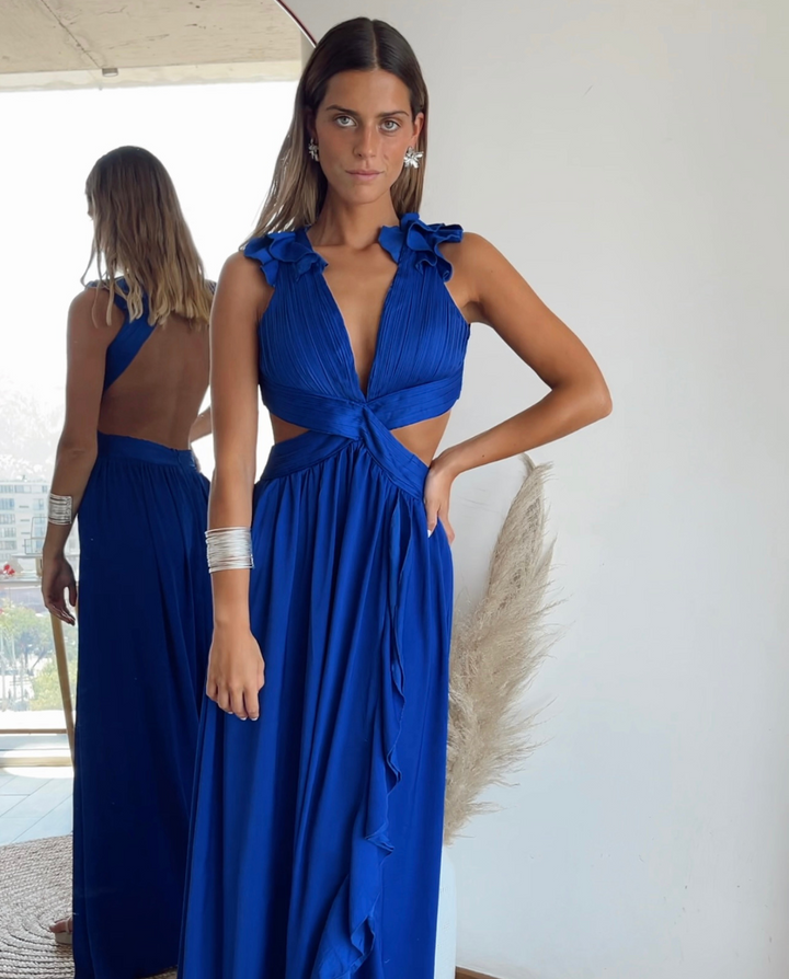 PETRA BLUE LONG PARTY DRESS