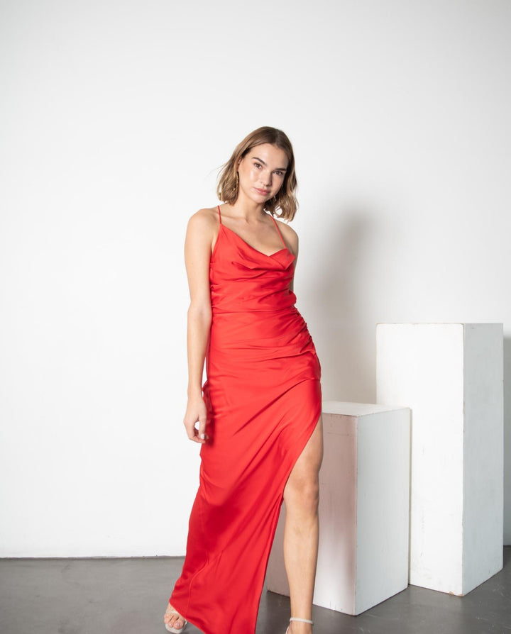 RED VENICE MAXI DRESS